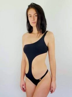 Aquarella Swimwear Black One Shoulder Monokini One Piece Swimsuit