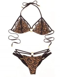 Beach Bunny Gunpowder & Lace Triangle Top Swimwear Separate -Curve Bikini beach bunny apparel accessories clothing swimwear beach bunny gunpowder lace triangle top swimwear separate 28009327362146