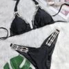Luxury Black W/ Rhinestone Triangle Top & Cheeky Bottom Set -Curve Bikini beach bunny apparel accessories clothing swimwear luxury black w rhinestone triangle top cheeky bottom set 2023 sexy designer black rhinestone triangle cheeky bikini 29253450236002