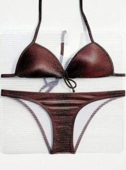 Brown Alligator Embossed Print Cheeky Bikini -Curve Bikini corpo bonito apparel accessories clothing swimwear brown alligator embossed print cheeky bikini corpo bonito brown alligator embossed cheeky bikini 28085645934690