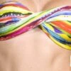 Rainbow Stripe Twisted Bandeau Bikini Top -Curve Bikini corpo bonito apparel accessories clothing swimwear medium print rainbow stripe twisted bandeau bikini top corpo bonito swimwear rainbow stripe marina triangle bikini top shop 28053892