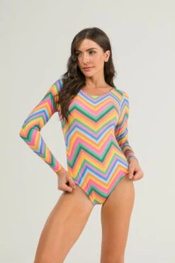 Búzios Vibes Print Júlia Long-Sleeve Monokini One Piece Swimsuit Swimwear