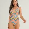 Búzios Vibes Print Leti Plunge One Piece Swimsuit Swimwear