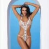 Extreme Micro Mesh Net Lace-Up Monokini One Piece G-String Thong Swimsuit -Curve Bikini elegant moments apparel accessories clothing swimwear one size white extreme micro mesh net lace up monokini one piece g string thong swimsuit 28023912530018