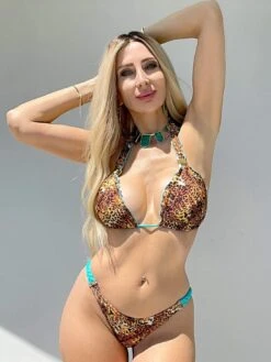 Guria Beachwear Tiger Halter Top &Cheeky Bottom Bikini -Curve Bikini guria apparel accessories clothing swimwear guria beachwear tiger halter top cheeky bottom bikini 2021 guria beachwear leopard halter top brazilian bottom bikini 28043618189410 1