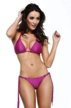 Guria Samba Shiny Fuchsia Bikini With Triangle Top And Fringe Brazilian Bottom