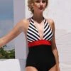 Black & White& Red Print Luxury One Piece Swimsuit -Curve Bikini jolidon apparel accessories clothing swimwear black white red print luxury one piece swimsuit black white red print luxury one piece swimsuit jolidon 2503 shop 28325809029218 1