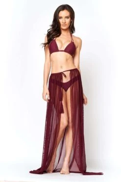 Montce Swim Maroon Euro Tassels Swimsuit Triangle Top -Curve Bikini montce swimwear apparel accessories clothing swimwear montce swim maroon euro tassels swimsuit triangle top 28015926837346