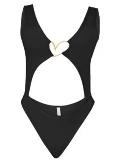 Liliana Montoya Trikini Azalea Shiny Black One Piece Bikini -Curve Bikini montoya apparel accessories clothing one pieces jumpsuits rompers liliana montoya trikini azalea shiny black one piece bikini 28014762786914