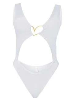 Liliana Montoya Trikini Azalea Shiny White One Piece Bikini -Curve Bikini montoya apparel accessories clothing one pieces jumpsuits rompers liliana montoya trikini azalea shiny white one piece bikini 12056236785762