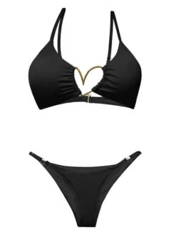 Liliana Montoya Bikini Camelia Black Shiny Top & Bottom Bikini Swimwear Set -Curve Bikini montoya apparel accessories clothing swimwear liliana montoya bikini camelia black shiny top bottom bikini swimwear set 28014511620194
