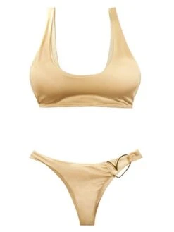 Liliana Montoya Gold Bikini Heart Shiny Bottom Bikini Swimwear Separate -Curve Bikini montoya apparel accessories clothing swimwear liliana montoya gold bikini heart shiny bottom bikini swimwear separate 12051776733282