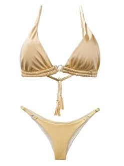 Liliana Montoya Gold Bikini Marinera Top Double Straps Bikini Swimwear Separate -Curve Bikini montoya apparel accessories clothing swimwear liliana montoya gold bikini marinera top double straps bikini swimwear separate 12048937156706