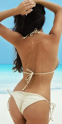 Liliana Montoya Swim B056SB3LG Brown Light Gold Sequin Triangle Top And Side Tie Swimwear Set -Curve Bikini montoya apparel accessories clothing swimwear liliana montoya swim b056sb3lg brown light gold sequin triangle top and side tie swimwear set 2577566302306