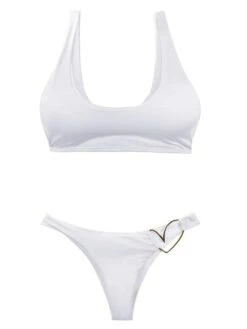Liliana Montoya White Bikini Heart Shiny Bottom Bikini Swimwear Separate -Curve Bikini montoya apparel accessories clothing swimwear liliana montoya white bikini heart shiny bottom bikini swimwear separate 12051803668578