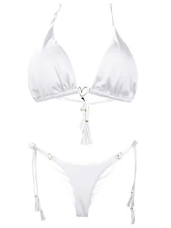 Liliana Montoya White Bikini Marinera Shiny Bottom Bikini Swimwear Separate -Curve Bikini montoya apparel accessories clothing swimwear liliana montoya white bikini marinera shiny bottom bikini swimwear separate 12047934586978