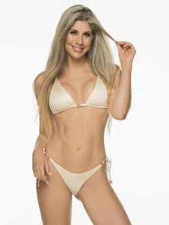 Liliana Montoya Bikini Marinera Beige Shiny Top & Bottom Bikini Swimwear Set