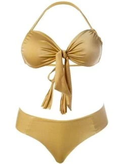 Liliana Montoya GAiA Gold Front Tie Bandeau Top & Cheeky Bottom Set