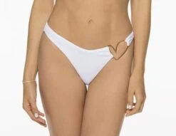 Liliana Montoya White Bikini Heart Shiny Bottom Bikini Swimwear Separate