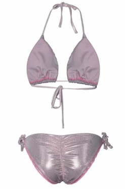 Sexy Pink Metallic Beaded Triangle Top & Cheeky Tie Side Bikini -Curve Bikini shyleeq apparel accessories clothing swimwear sexy pink metallic beaded triangle top cheeky tie side bikini 2022 sexy shyleeq swimwear blue metallic beaded bikini 28545260879970