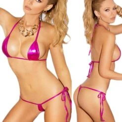 Green Extreme Metallic Micro Triangle Top & Side Tie G-String Thong Bikini Set (9 Colors Available) 16 Green Extreme Metallic Micro Triangle Top & Side Tie G-String Thong Bikini Set (9 Colors Available) -Curve Bikini sohot swimwear apparel accessories clothing swimwear one size pink green extreme metallic micro triangle top side tie g string thong bikini set 9 colors available 2023 sexy green extr 1