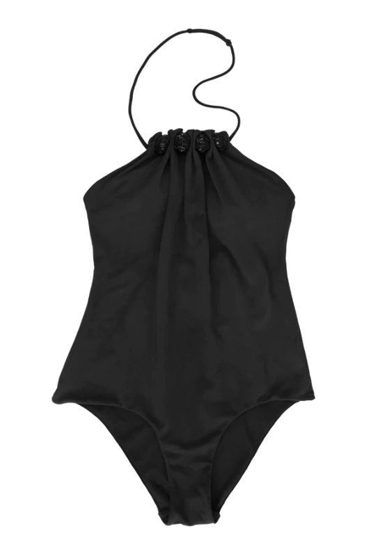 Thaikila Black Drops One Piece W/ Beaded Trims Swimwear Swimsuit 7 Thaikila Black Drops One Piece W/ Beaded Trims Swimwear Swimsuit - Image 5