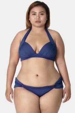 Thaikila Kaleido Norma Blue Padded Triangle Top & Reversible Blue Burgundy Bottom Bikini Swimwear Swimsuit Set