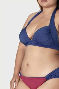 Thaikila Kaleido Norma Blue Padded Triangle Top & Reversible Blue Burgundy Bottom Bikini Swimwear Swimsuit Set -Curve Bikini thaikila apparel accessories clothing swimwear blue extra large thaikila kaleido norma blue padded triangle top reversible blue burgundy bottom bikini swimwear swimsuit set 2805387716