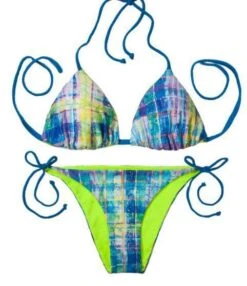 Thaikila Gwada Reversible Triangle Top And Side Tie Brazilian Bottom Bikini Swimwear Swimsuit Set -Curve Bikini thaikila apparel accessories clothing swimwear print one size thaikila gwada reversible triangle top and side tie brazilian bottom bikini swimwear swimsuit set 28017031118946