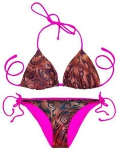 Thaikila Ink Reversible Triangle Top And Side Tie Brazilian Bottom Bikini Swimwear Swimsuit Set -Curve Bikini thaikila apparel accessories clothing swimwear print one size thaikila ink reversible triangle top and side tie brazilian bottom bikini swimwear swimsuit set 28053856649314 1